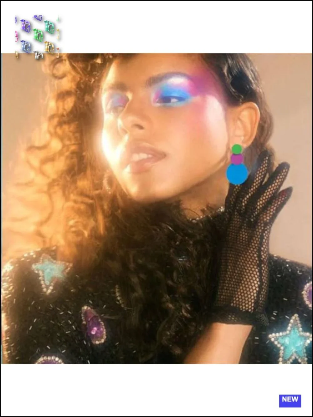 Retro 80s Neon Earrings Round Disc Dangle Drop Geometric Statement Costume